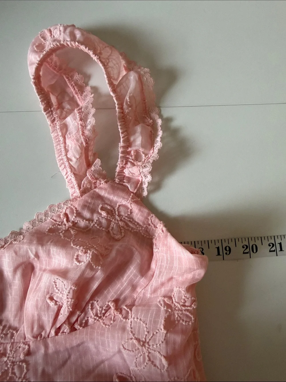 NWT NOBO Babydoll Princess Coquette Pink Lace-Embroidered Chemise Dress Size LG